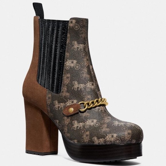 Coach Chelsea Platform Bootie Horse And Carriage - Picture 1 of 5
